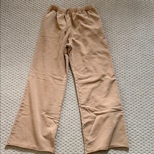 Re/Done womens Tan wide leg high waist Sweatpants size S